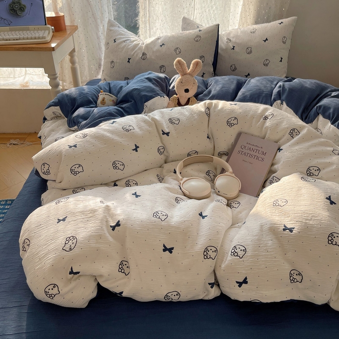 91家纺网 家纺一手货源 找家纺 （总）贝扬思家纺 2025新款亲肤舒适甄选三层纱印花套件系列四件套