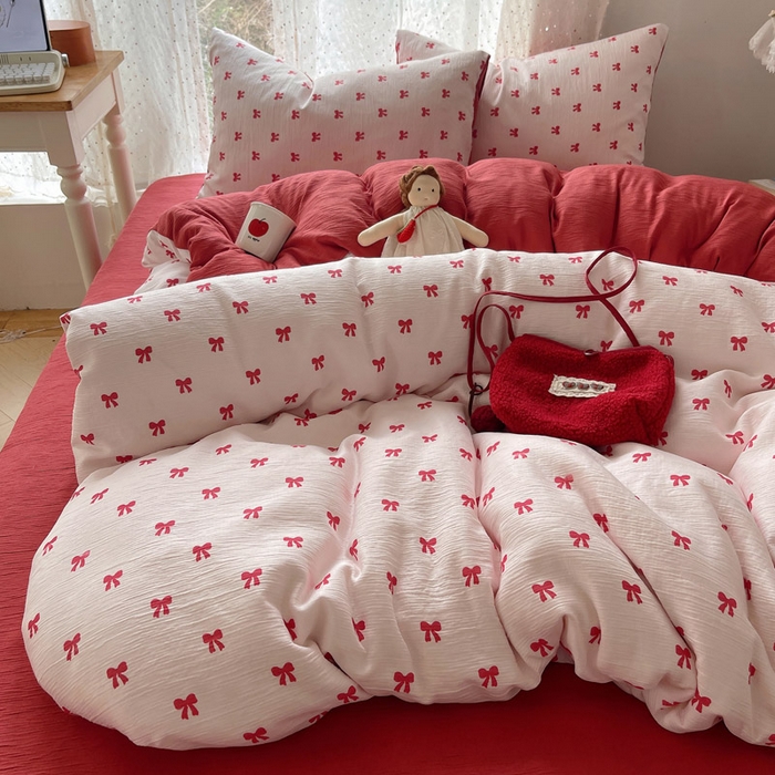 91家纺网 家纺一手货源 找家纺 （总）贝扬思家纺 2025新款亲肤舒适甄选三层纱印花套件系列四件套