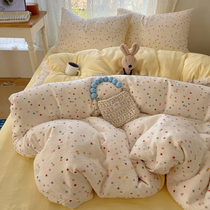 91家纺网 家纺一手货源 找家纺 （总）贝扬思家纺 2025新款亲肤舒适甄选三层纱印花套件系列四件套