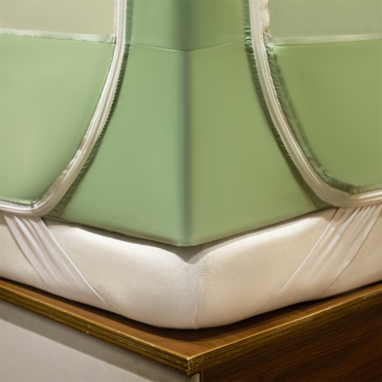 91家纺网 家纺一手货源 找家纺 飞轮海蚊帐 2025新款加厚夹棉遮光防风四季可用蚊帐冬季 保暖 床帘 芥末绿-无遮光帘