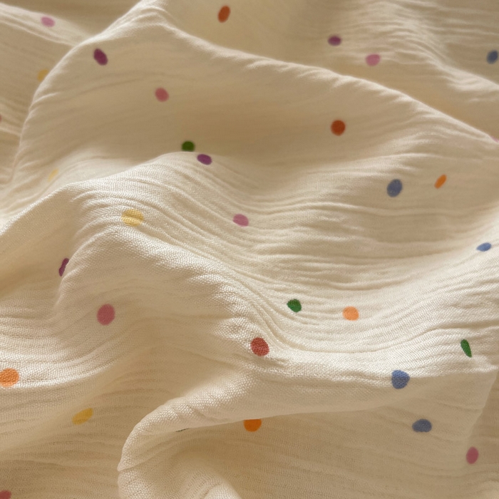 91家纺网 家纺一手货源 找家纺 贝扬思家纺 2025新款亲肤舒适甄选三层纱印花套件系列四件套 彩波波