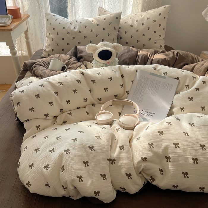 贝扬思家纺 2025新款亲肤舒适甄选三层纱印花套件系列四件套 碱水结