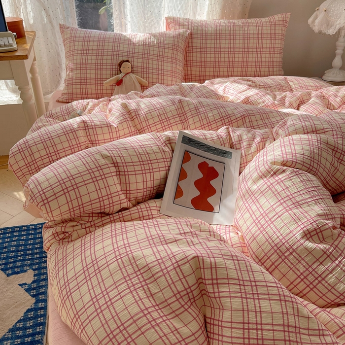 贝扬思家纺 2025新款亲肤舒适甄选三层纱印花套件系列四件套 梅森粉