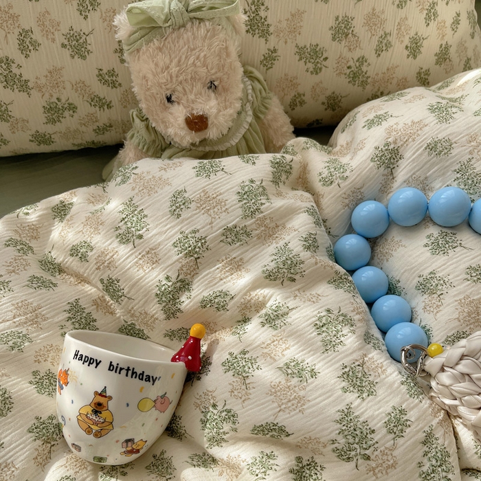 91家纺网 家纺一手货源 找家纺 贝扬思家纺 2025新款亲肤舒适甄选三层纱印花套件系列四件套 沐风