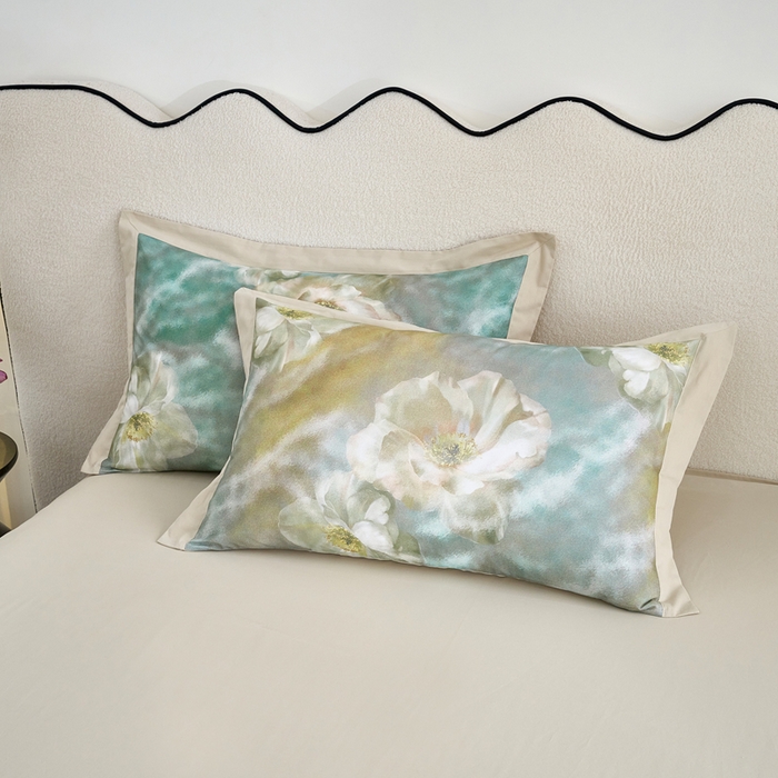 91家纺网 家纺一手货源 找家纺 三沁家居 2025新款全棉碳素磨毛数码印花四件套 弗罗拉