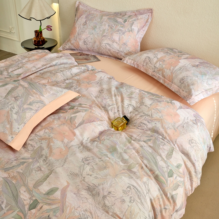 91家纺网 家纺一手货源 找家纺 三沁家居 2025新款全棉碳素磨毛数码印花四件套 夏威夷