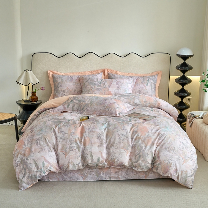 91家纺网 家纺一手货源 找家纺 三沁家居 2025新款全棉碳素磨毛数码印花四件套 夏威夷