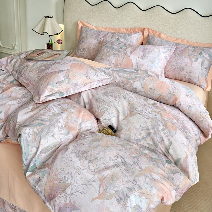 91家纺网 家纺一手货源 找家纺 三沁家居 2025新款全棉碳素磨毛数码印花四件套 夏威夷