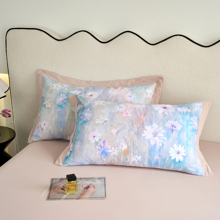 91家纺网 家纺一手货源 找家纺 三沁家居 2025新款全棉碳素磨毛数码印花四件套 莫妮卡