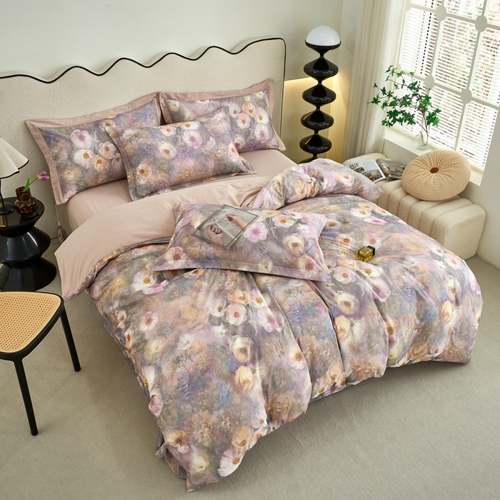 91家纺网 家纺一手货源 找家纺 三沁家居 2025新款全棉碳素磨毛数码印花四件套 维纳斯