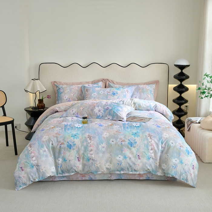 三沁家居 2025新款全棉碳素磨毛数码印花四件套 莫妮卡