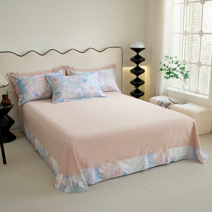 91家纺网 家纺一手货源 找家纺 三沁家居 2025新款全棉碳素磨毛数码印花四件套 莫妮卡