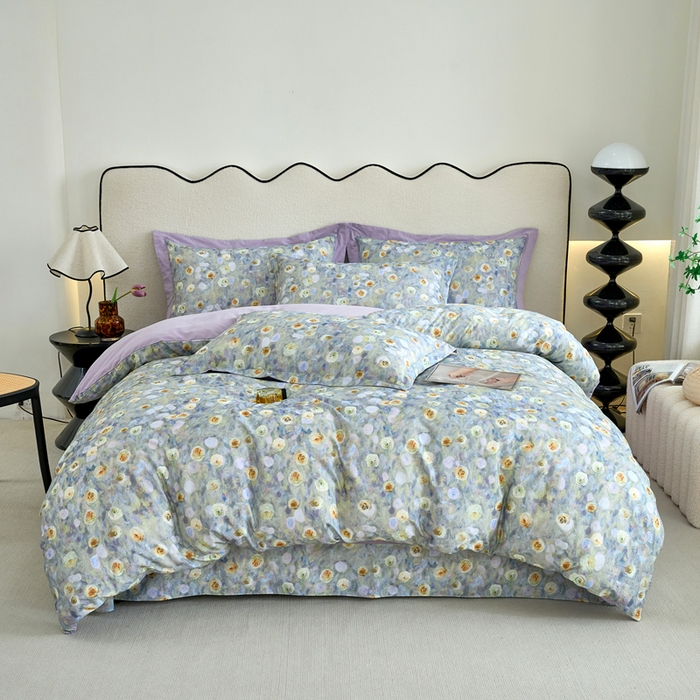 91家纺网 家纺一手货源 找家纺 三沁家居 2025新款全棉碳素磨毛数码印花四件套 艾丽丝