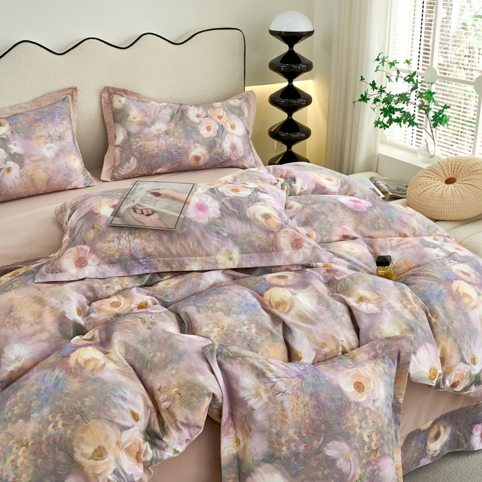 91家纺网 家纺一手货源 找家纺 三沁家居 2025新款全棉碳素磨毛数码印花四件套 维纳斯