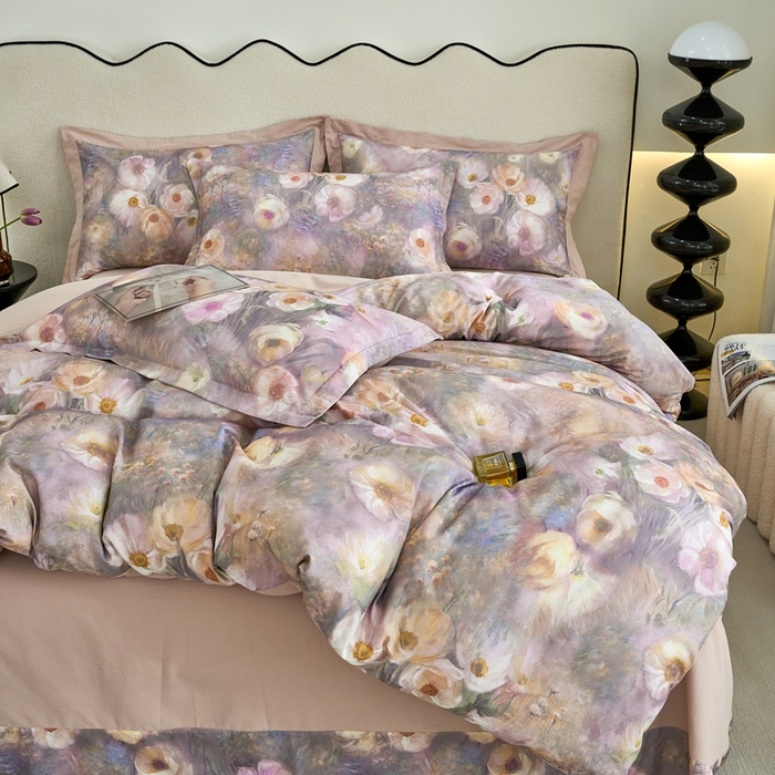 91家纺网 家纺一手货源 找家纺 三沁家居 2025新款全棉碳素磨毛数码印花四件套 维纳斯