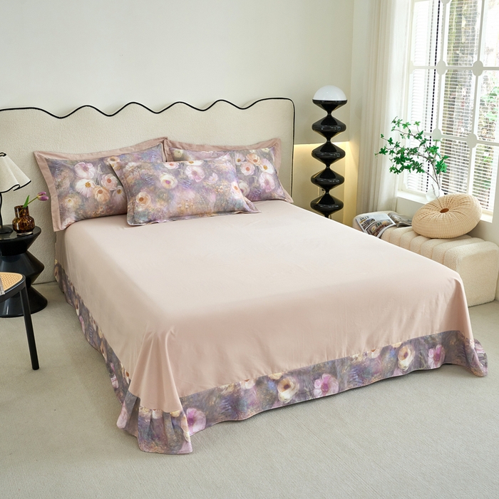 91家纺网 家纺一手货源 找家纺 三沁家居 2025新款全棉碳素磨毛数码印花四件套 维纳斯