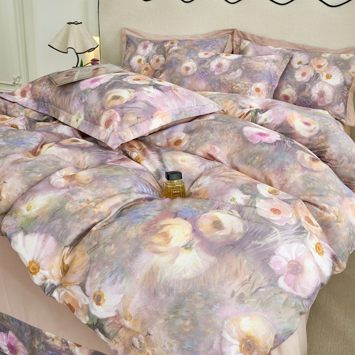 91家纺网 家纺一手货源 找家纺 三沁家居 2025新款全棉碳素磨毛数码印花四件套 维纳斯