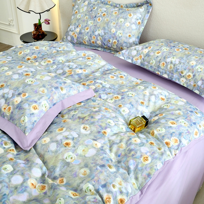 91家纺网 家纺一手货源 找家纺 三沁家居 2025新款全棉碳素磨毛数码印花四件套 艾丽丝