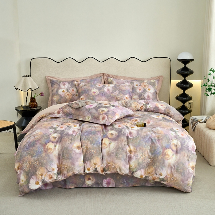 91家纺网 家纺一手货源 找家纺 三沁家居 2025新款全棉碳素磨毛数码印花四件套 维纳斯