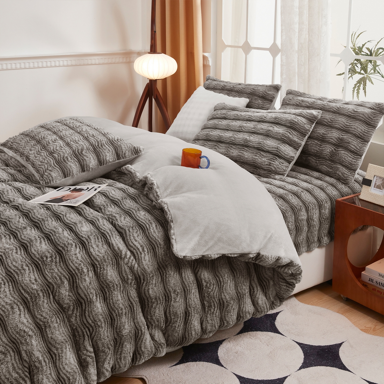 91家纺网 家纺一手货源 找家纺 （总）乐居家纺 2025新款加厚兔毛绒纯色四件套套件系列