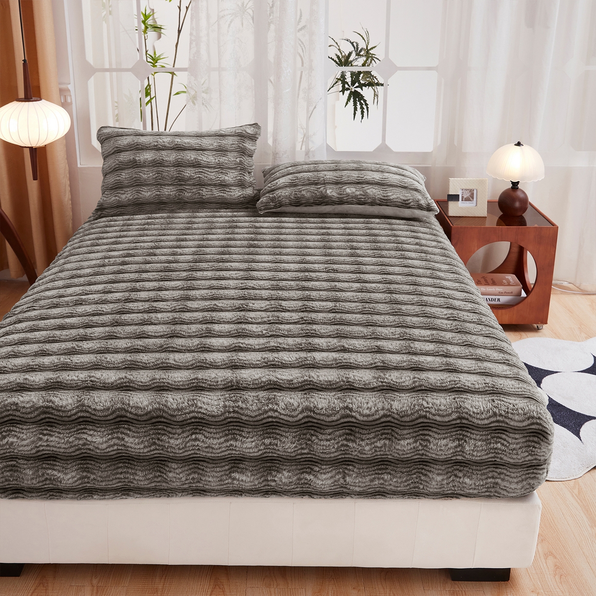 91家纺网 家纺一手货源 找家纺 （总）乐居家纺 2025新款加厚兔毛绒纯色床笠系列