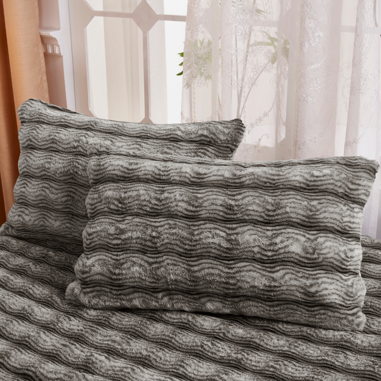 91家纺网 家纺一手货源 找家纺 （总）乐居家纺 2025新款加厚兔毛绒纯色床笠系列