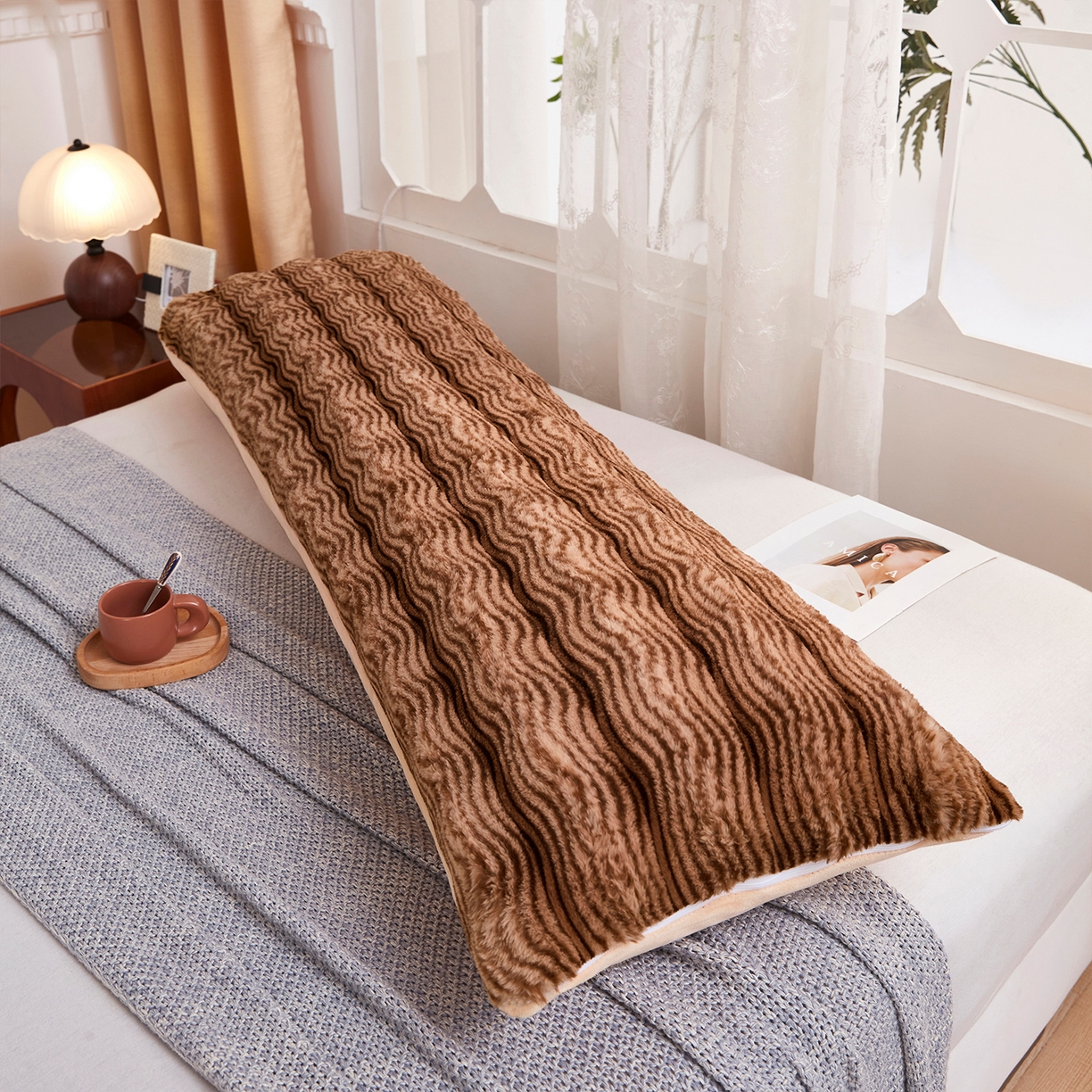 91家纺网 家纺一手货源 找家纺 （总）乐居家纺 2025新款加厚兔毛绒纯色双人枕系列