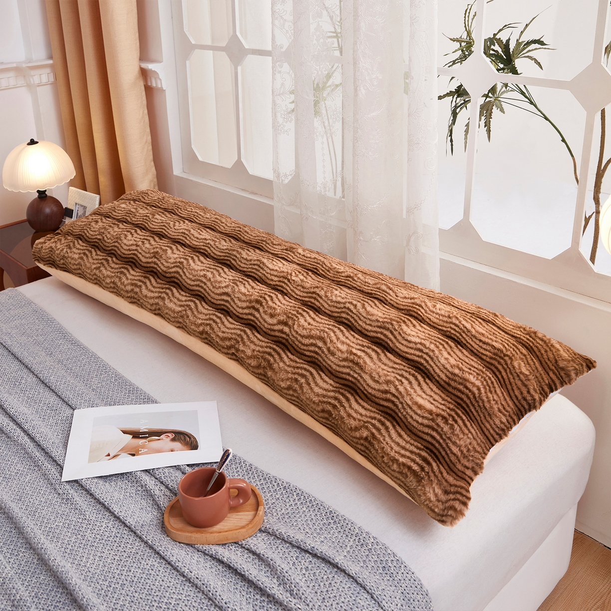 91家纺网 家纺一手货源 找家纺 （总）乐居家纺 2025新款加厚兔毛绒纯色双人枕系列