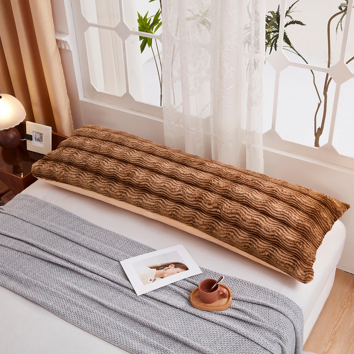 91家纺网 家纺一手货源 找家纺 （总）乐居家纺 2025新款加厚兔毛绒纯色双人枕系列