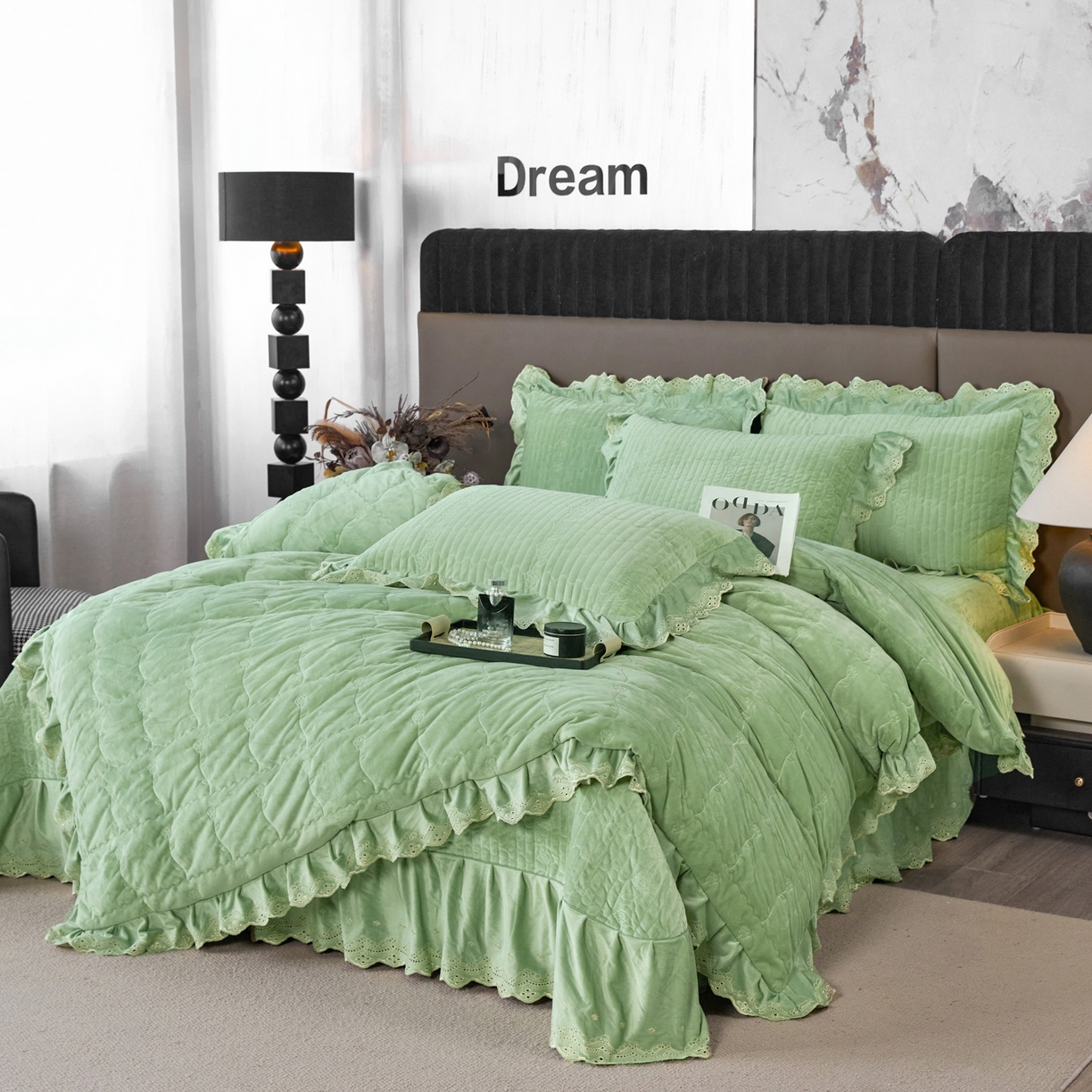 91家纺网 家纺一手货源 找家纺 （总）默忆 2025新款婴儿绒宝宝绒玫瑰版床盖款四件套-慕达