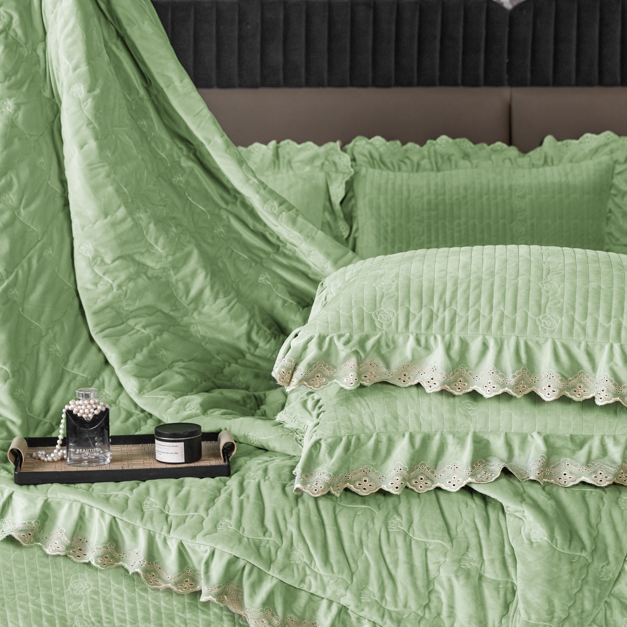 91家纺网 家纺一手货源 找家纺 （总）默忆 2025新款婴儿绒宝宝绒玫瑰版床盖款四件套-慕达