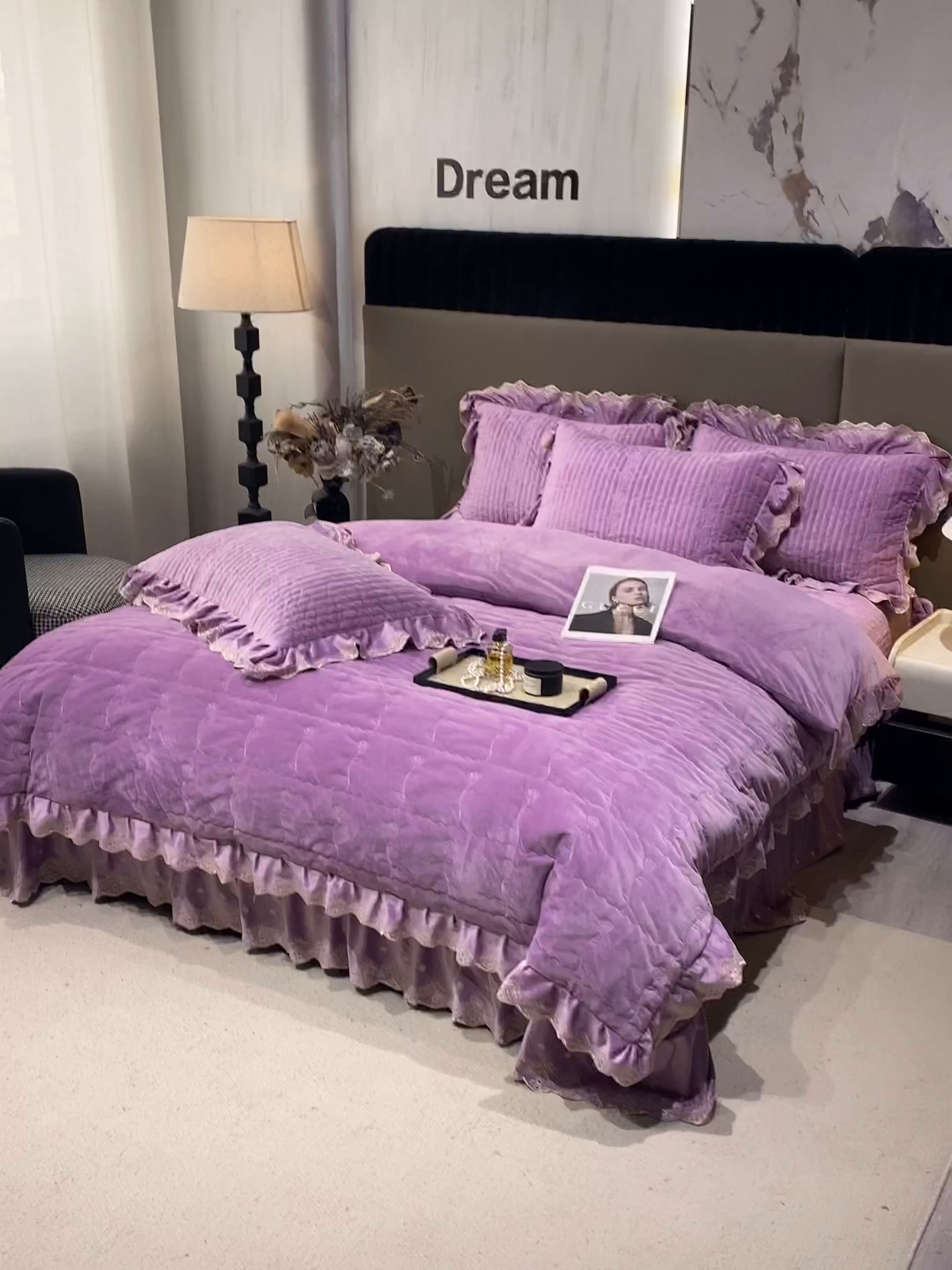 91家纺网 家纺一手货源 找家纺 默忆 2025新款婴儿绒宝宝绒玫瑰版床盖款四件套-慕达 慕达-紫