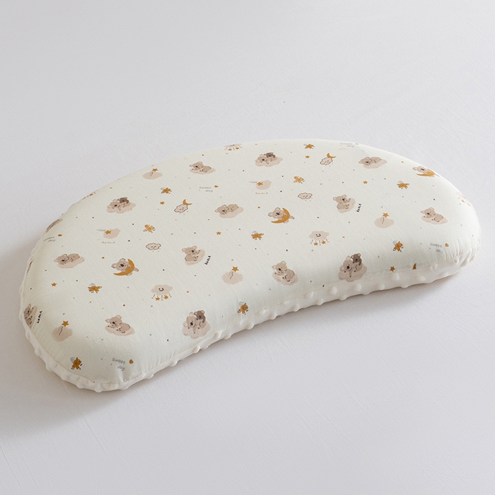 91家纺网 家纺一手货源 找家纺 昕科 2025秋冬绒豆豆-A类母婴级全棉月牙硅胶儿童枕-学生枕芯硅胶儿童枕头 月牙硅胶-星月考拉-5cm
