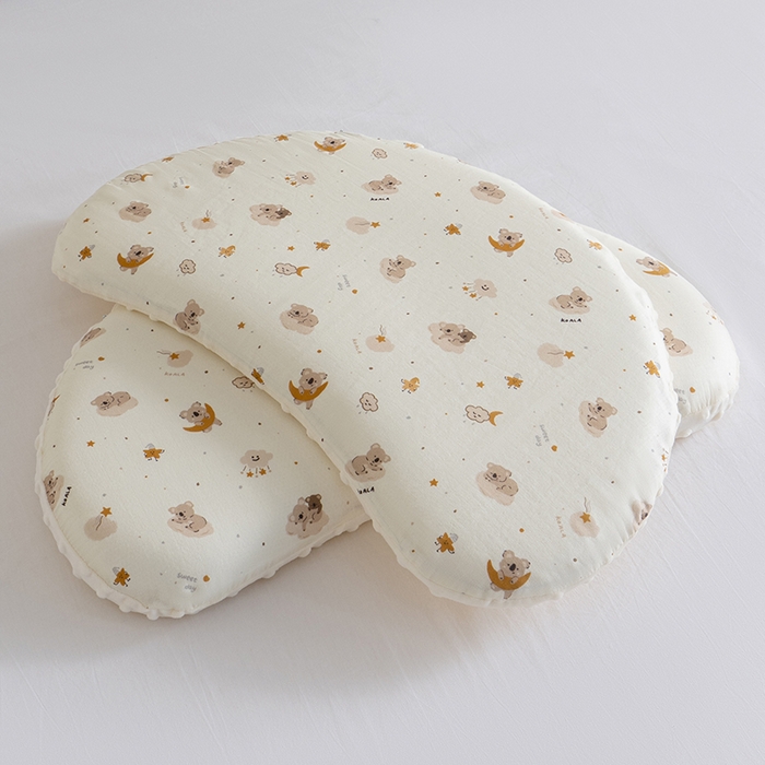 91家纺网 家纺一手货源 找家纺 昕科 2025秋冬绒豆豆-A类母婴级全棉月牙硅胶儿童枕-学生枕芯硅胶儿童枕头 月牙硅胶-星月考拉-3cm