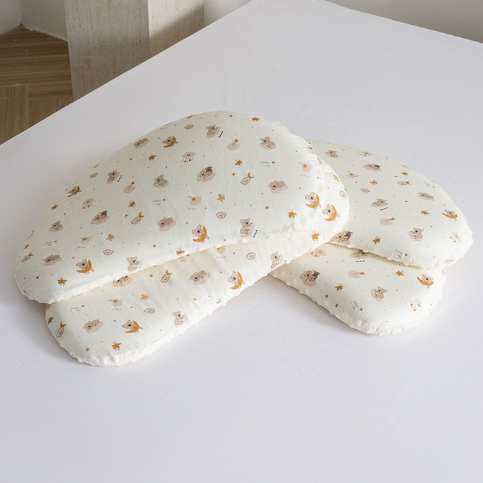 91家纺网 家纺一手货源 找家纺 昕科 2025秋冬绒豆豆-A类母婴级全棉月牙硅胶儿童枕-学生枕芯硅胶儿童枕头 月牙硅胶-星月考拉-5cm