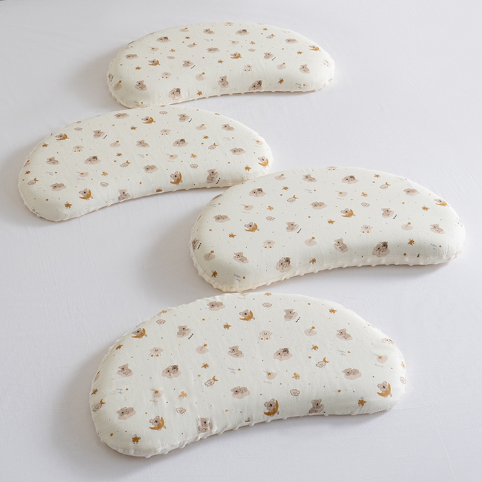 91家纺网 家纺一手货源 找家纺 昕科 2025秋冬绒豆豆-A类母婴级全棉月牙硅胶儿童枕-学生枕芯硅胶儿童枕头 月牙硅胶-星月考拉-3cm