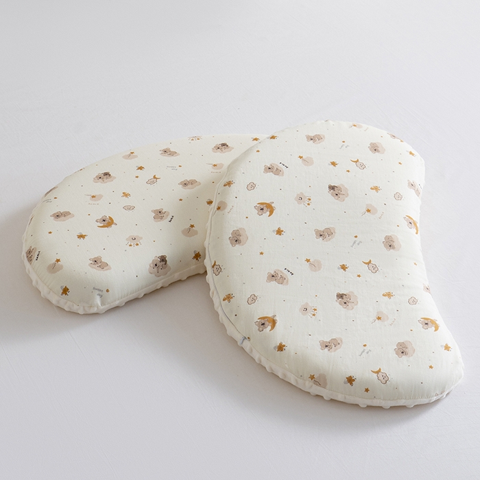 91家纺网 家纺一手货源 找家纺 昕科 2025秋冬绒豆豆-A类母婴级全棉月牙硅胶儿童枕-学生枕芯硅胶儿童枕头 月牙硅胶-星月考拉-5cm