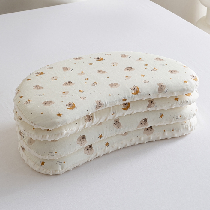 91家纺网 家纺一手货源 找家纺 昕科 2025秋冬绒豆豆-A类母婴级全棉月牙硅胶儿童枕-学生枕芯硅胶儿童枕头 月牙硅胶-星月考拉-3cm