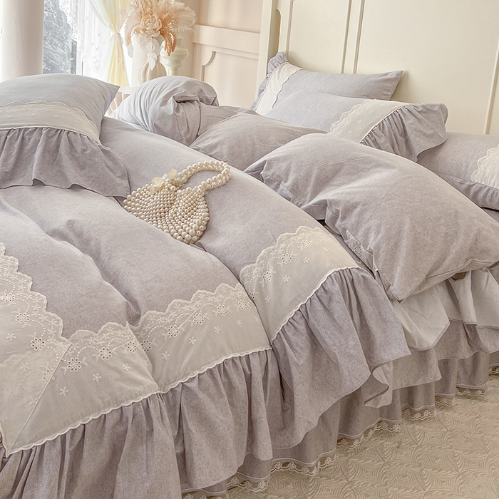 91家纺网 家纺一手货源 找家纺 （总）网红馆（ck家纺） 2025新款全棉磨毛蕾丝边花边四件套--梵妮系列