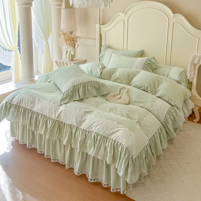 91家纺网 家纺一手货源 找家纺 （总）网红馆（ck家纺） 2025新款全棉磨毛蕾丝边花边四件套--梵妮系列