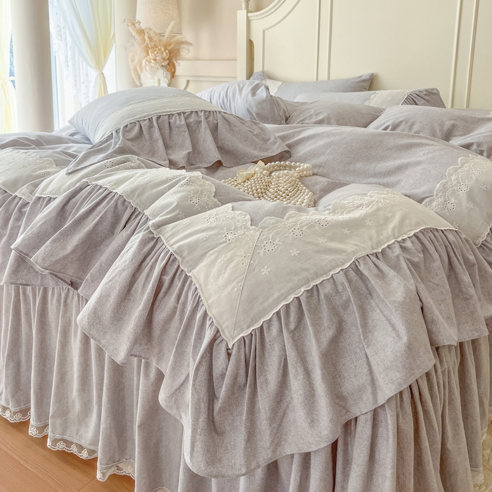 91家纺网 家纺一手货源 找家纺 （总）网红馆（ck家纺） 2025新款全棉磨毛蕾丝边花边四件套--梵妮系列