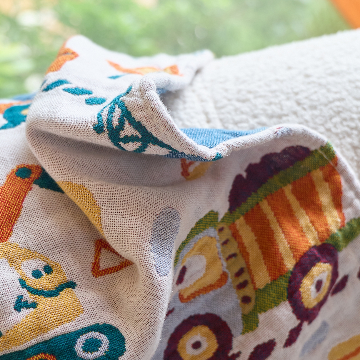 91家纺网 家纺一手货源 找家纺 沐瑟家纺 2025新款全棉纱布儿童卡通小毛巾 工程车 25*50cm/条