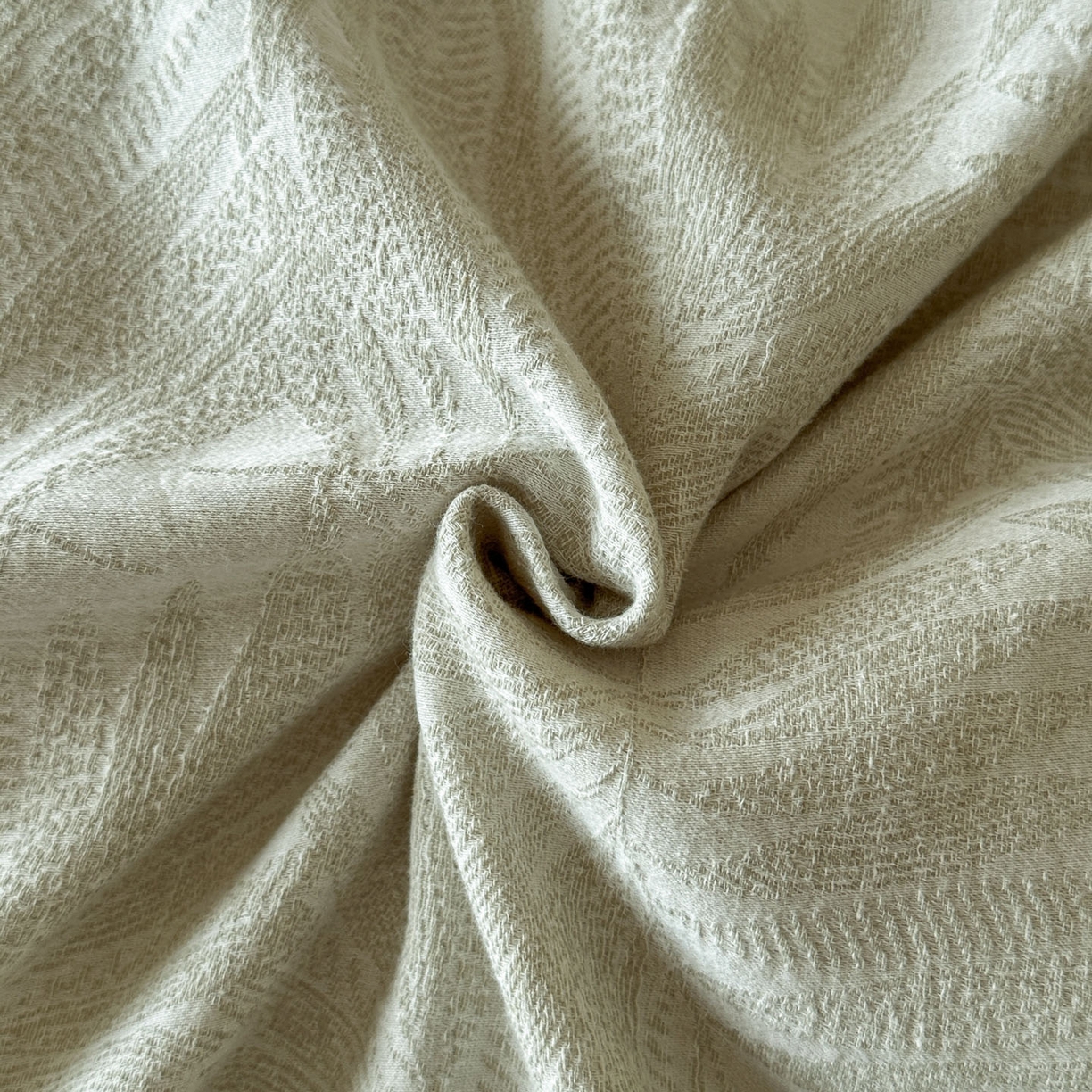 91家纺网 家纺一手货源 找家纺 宜代光年 2025新款亚麻大提花贡缎磨毛四件套-小清新风 麻吉-浅绿