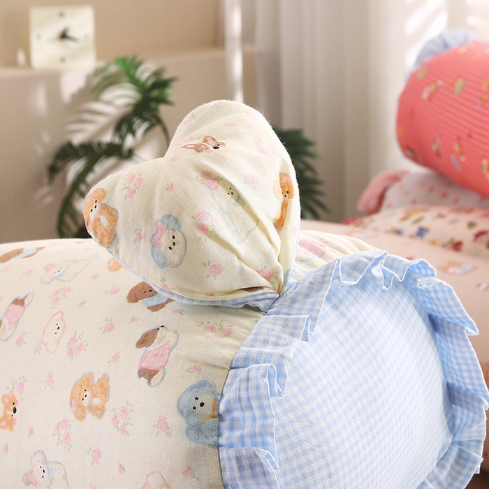 91家纺网 家纺一手货源 找家纺 金牛枕芯 2025新款A类全棉双层纱印花长枕头枕芯 组合