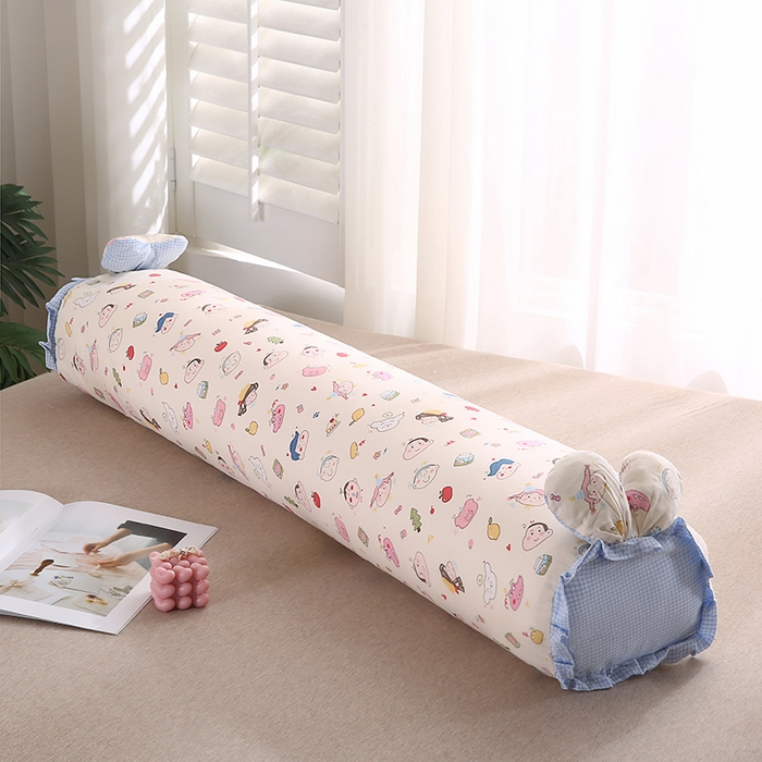 91家纺网 家纺一手货源 找家纺 金牛枕芯 2025新款A类全棉双层纱印花长枕头枕芯 呆呆蓝