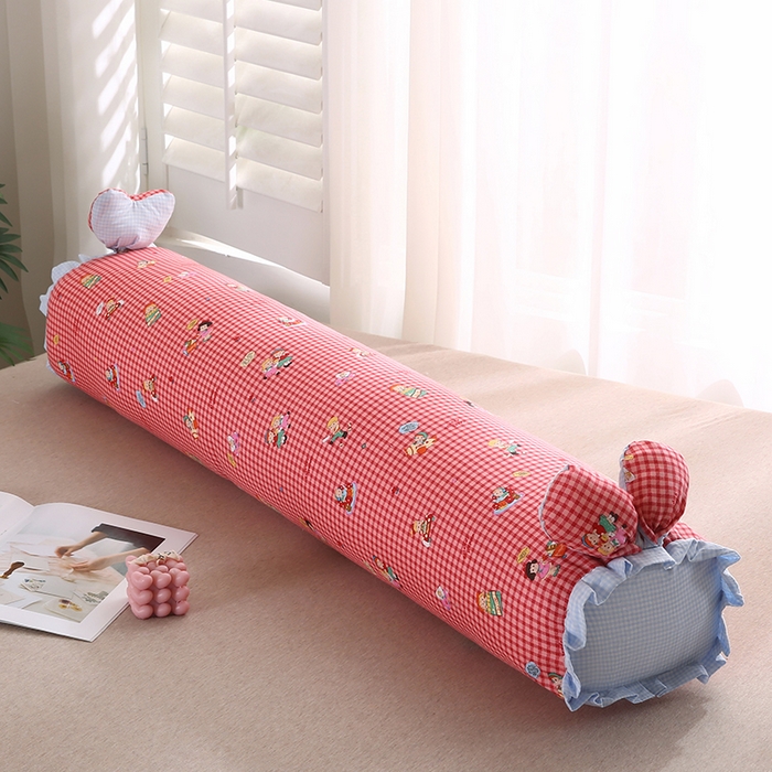 91家纺网 家纺一手货源 找家纺 金牛枕芯 2025新款A类全棉双层纱印花长枕头枕芯 红格