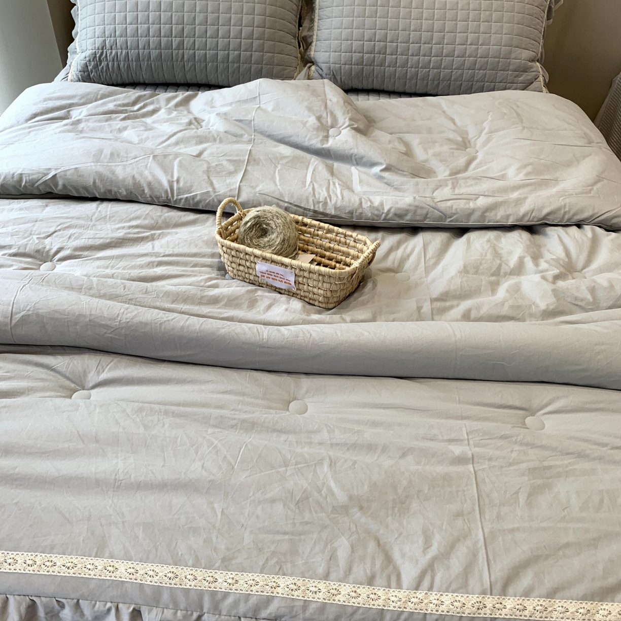 91家纺网 家纺一手货源 找家纺 汇庭 2025秋冬新款棉与麻春秋极简床盖系列 棉与麻春秋蓝色（极简床盖蓝色