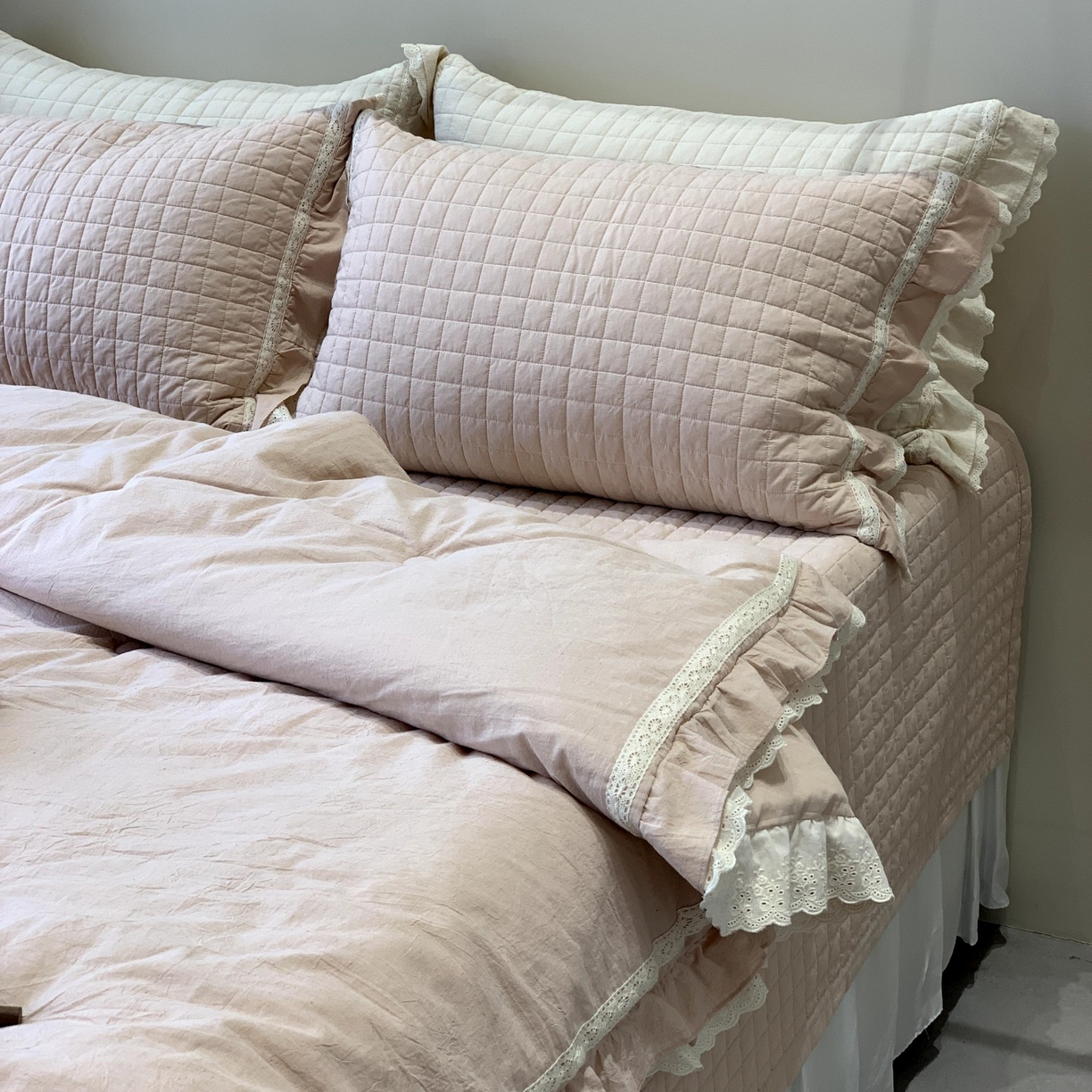 汇庭 2025秋冬新款棉与麻春秋极简床盖系列 棉与麻春秋粉色（极简床盖粉色