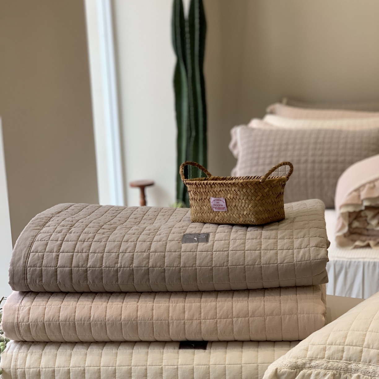 91家纺网 家纺一手货源 找家纺 汇庭 2025秋冬新款棉与麻春秋极简床盖系列 组合