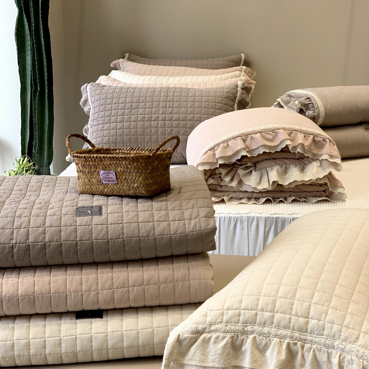 91家纺网 家纺一手货源 找家纺 汇庭 2025秋冬新款棉与麻春秋极简床盖系列 组合